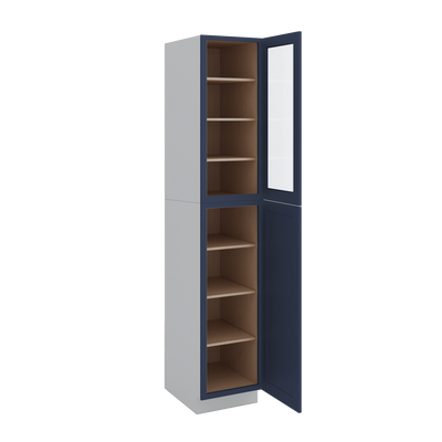 96" Tall Pantry 29NB Naval Blue Shaker 1-1/4" Overlay Glass Ready Cabinet 18", 24" & 30" Wide