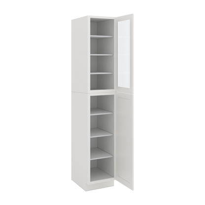 96" Tall Pantry 2WS White Shaker 1-1/4" Overlay Glass Ready Cabinet 18", 24" & 30" Wide
