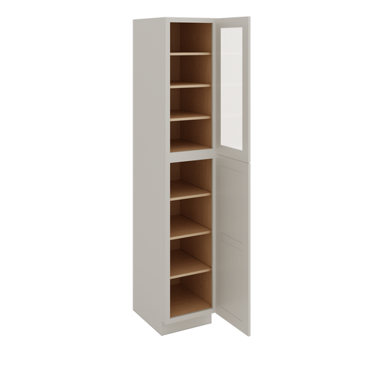 96" Tall Pantry 27LGDS Laguna Gray Double Shaker Glass Ready Cabinet 18", 24" & 30" Wide
