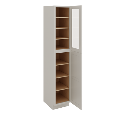 96" Tall Pantry 27LGDS Laguna Gray Double Shaker Glass Ready Cabinet 18", 24" & 30" Wide