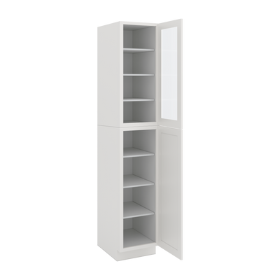 96" Tall Pantry 2WS White Shaker 1-1/4" Overlay Glass Cabinet 18", 24" & 30" Wide