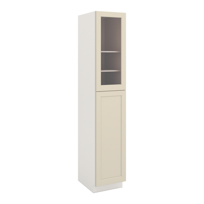96" Tall Pantry Manhattan Cream Shaker 1-1/4" Overlay Glass Ready Wall Cabinet 18", 24" & 30" Wide