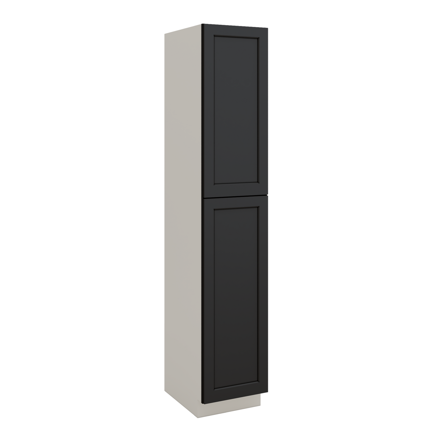 96" Tall Pantry 15HNS Hermosa Noir Black Shaker 1-1/4" Overlay Cabinet 18", 24" & 30" Wide