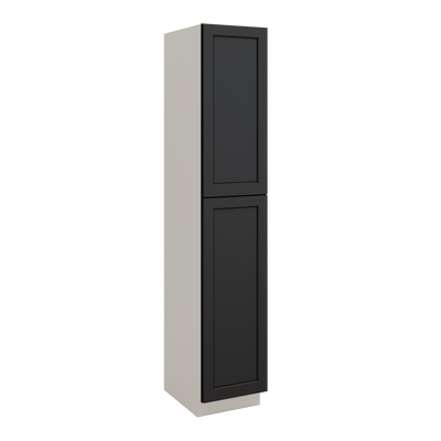 96" Tall Pantry 15HNS Hermosa Noir Black Shaker 1-1/4" Overlay Cabinet 18", 24" & 30" Wide