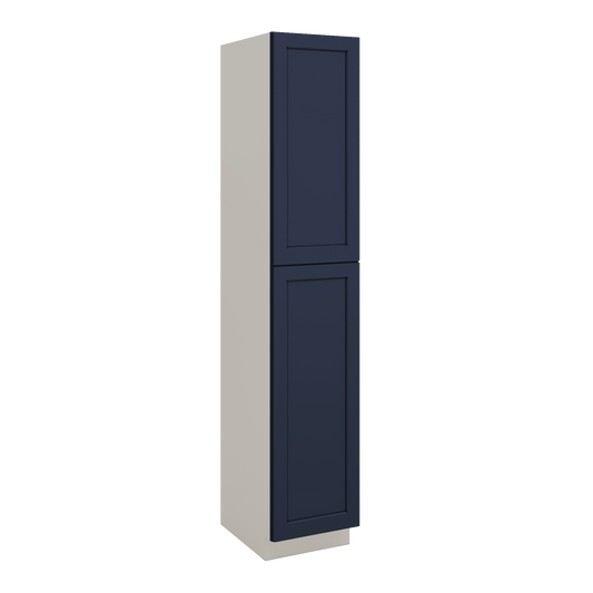 96" Tall Pantry NB29 Naval Blue Shaker 1-1/4" Overlay Cabinet 18", 24" & 30" Wide