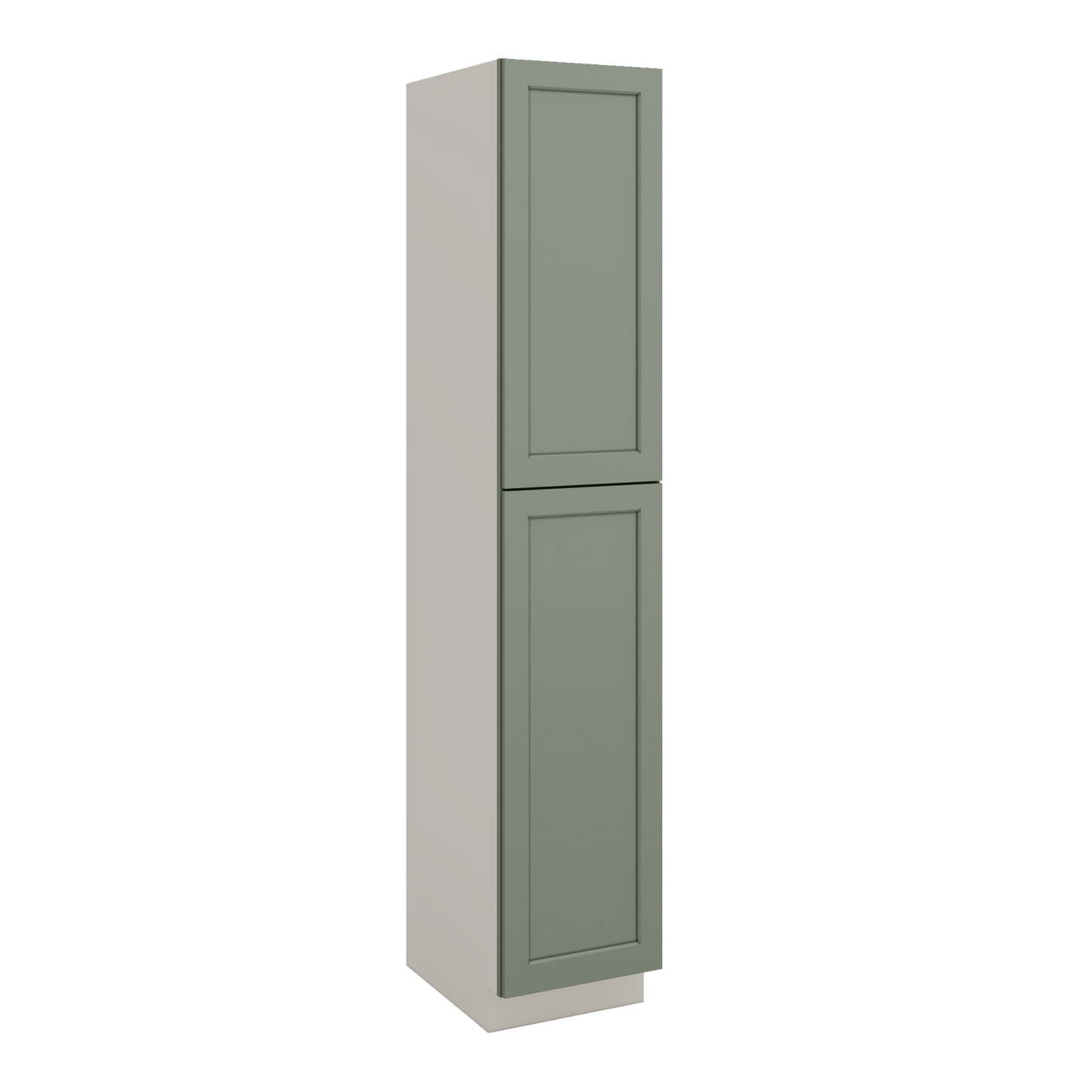 96" Tall Pantry Green Shaker 1-1/4" Overlay Cabinet 18", 24" & 30" Wide