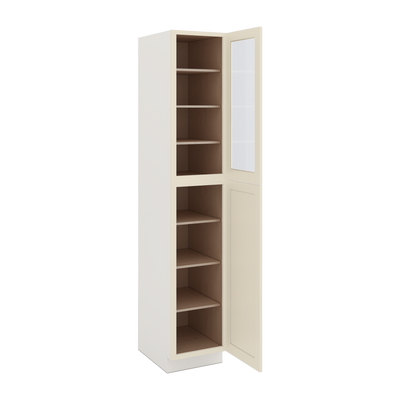 96" Tall Pantry Manhattan Cream Shaker 1-1/4" Overlay Glass Ready Wall Cabinet 18", 24" & 30" Wide