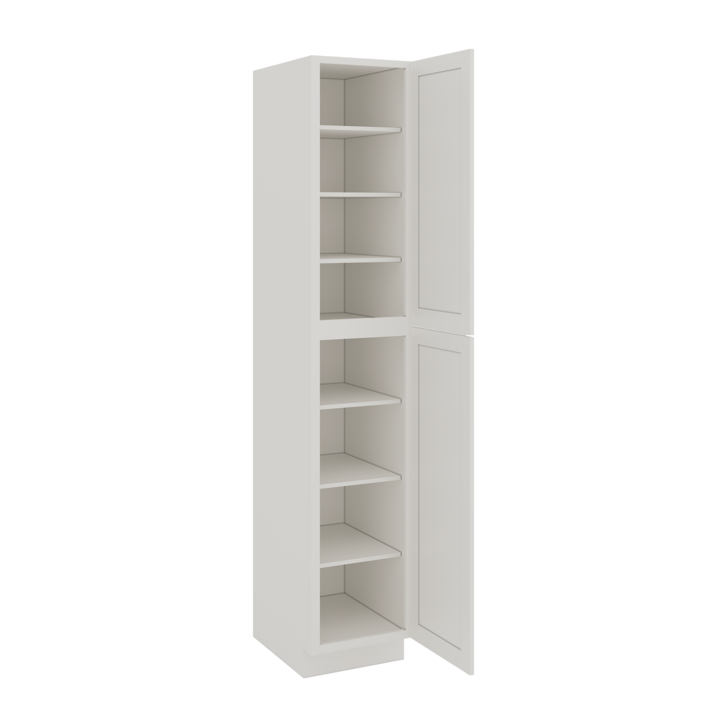 96" Tall Pantry 2WS White Shaker 1-1/4" Overlay Cabinet 18", 24" & 30" Wide