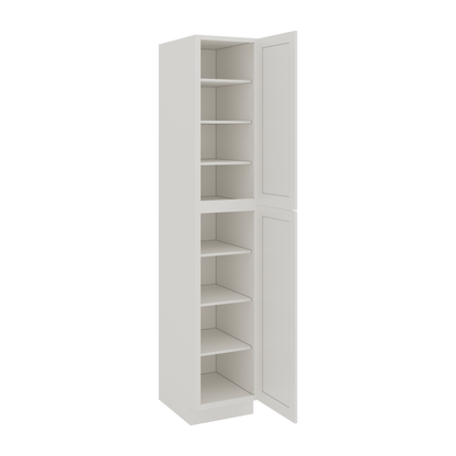 96" Tall Pantry 2WS White Shaker 1-1/4" Overlay Cabinet 18", 24" & 30" Wide
