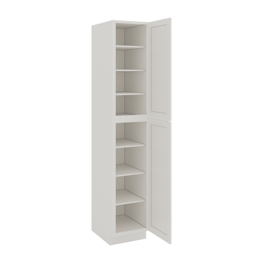 96" Tall Pantry White Shaker 1-1/4" Overlay Cabinet 18", 24" & 30" Wide