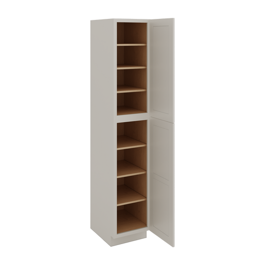 96" Tall Pantry 27LGDS Laguna Gray Double Shaker Cabinet 18", 24" & 30" Wide