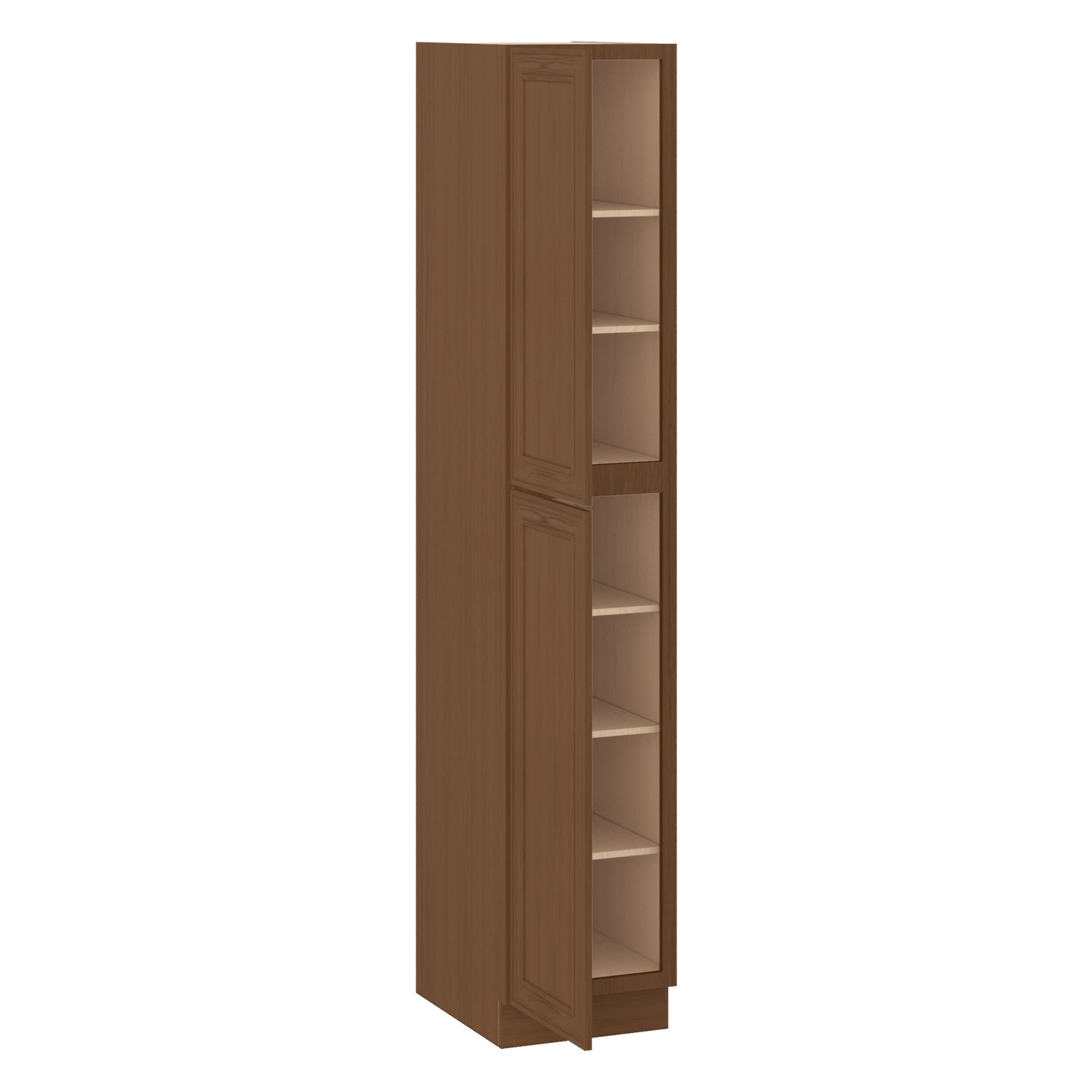 96" Tall Pantry Elegant Craftsman Mocha Shaker 1-1/4" Overlay Cabinet 18", 24" & 30" Wide