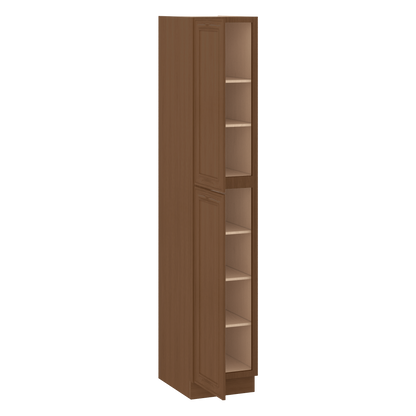 96" Tall Pantry Elegant Craftsman Mocha Shaker 1-1/4" Overlay Cabinet 18", 24" & 30" Wide