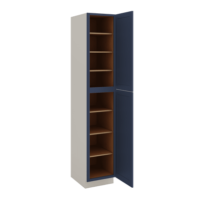96" Tall Pantry NB29 Naval Blue Shaker 1-1/4" Overlay Cabinet 18", 24" & 30" Wide