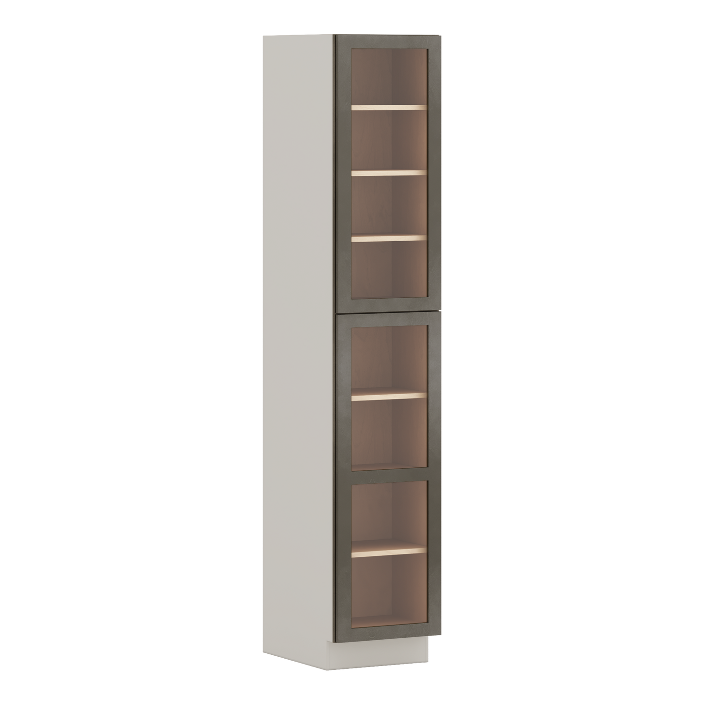 96" Tall Pantry Huntington Cinder Double Shaker Glass Ready Wall Cabinet 18", 24" & 30" Wide