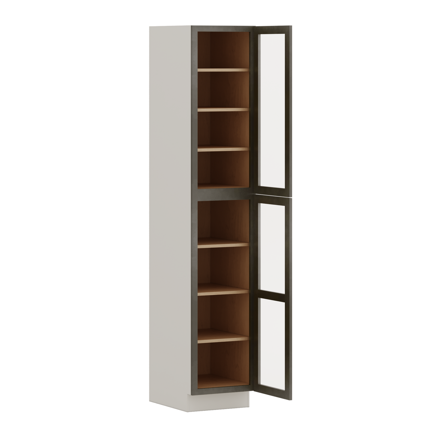 96" Tall Pantry Huntington Cinder Double Shaker Glass Ready Wall Cabinet 18", 24" & 30" Wide