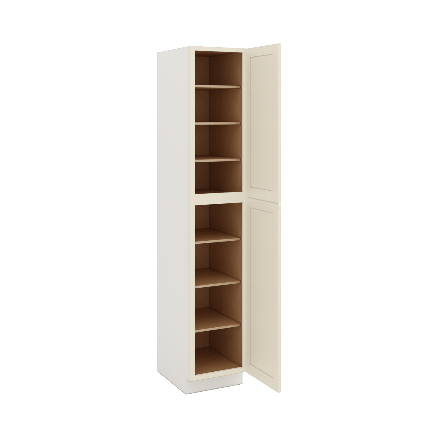 96" Tall Pantry Manhattan Cream Shaker 1-1/4" Overlay Cabinet 18", 24" & 30" Wide