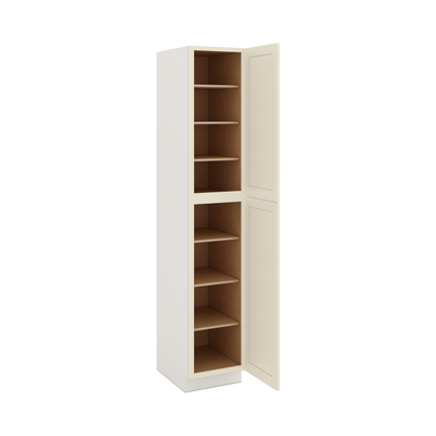 96" Tall Pantry Manhattan Cream Shaker 1-1/4" Overlay Cabinet 18", 24" & 30" Wide