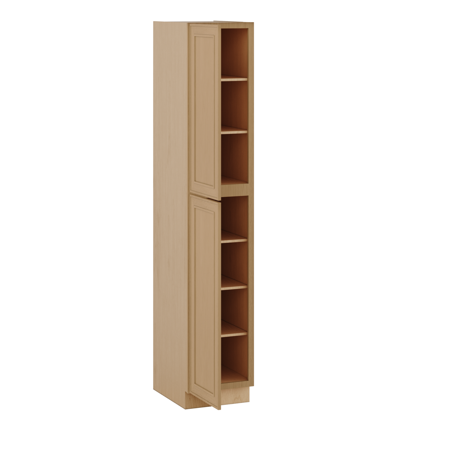 96" Tall Pantry Elegant Oak Craftsman Shaker 1-1/4" Overlay Cabinet 18", 24" & 30" Wide