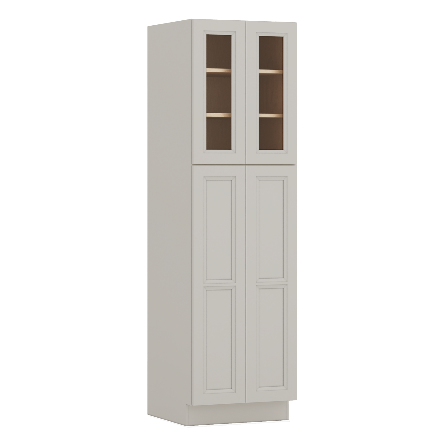 84" Tall Pantry 27LGDS Laguna Gray Double Shaker Glass Ready Cabinet Available 18", 24", 30"  & 36" Wide