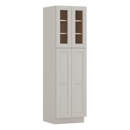 84" Tall Pantry 27LGDS Laguna Gray Double Shaker Glass Ready Cabinet Available 18", 24", 30"  & 36" Wide