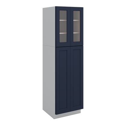 84" Tall Pantry NB29 Naval Blue Shaker 1-1/4" Overlay Glass Ready Cabinet Available 18", 24", 30"  & 36" Wide