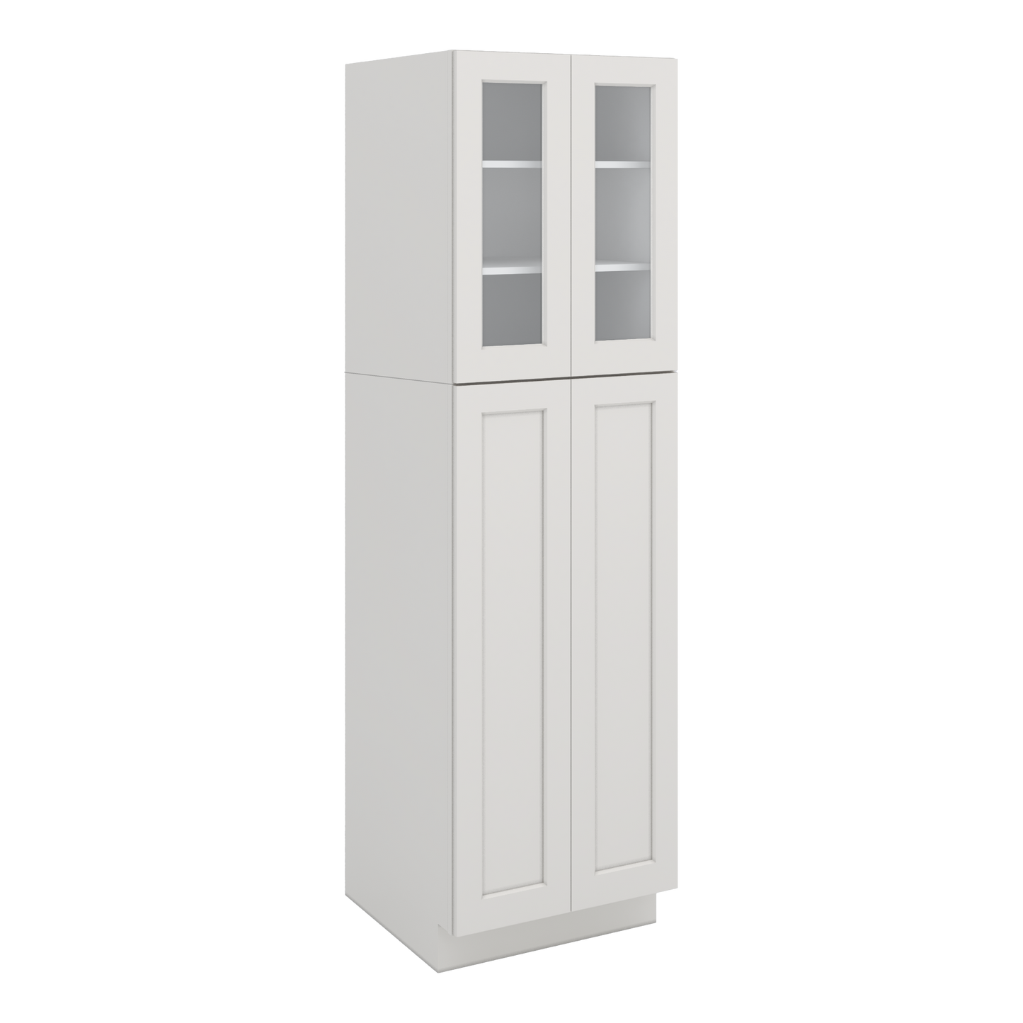 84" Tall Pantry 2WS White Shaker 1-1/4" Overlay Glass Ready Cabinet Available 18", 24", 30"  & 36" Wide