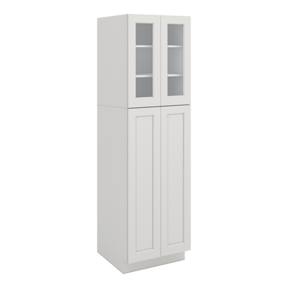 84" Tall Pantry 2WS White Shaker 1-1/4" Overlay Glass Ready Cabinet Available 18", 24", 30"  & 36" Wide