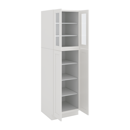 84" Tall Pantry 2WS White Shaker 1-1/4" Overlay Glass Ready Cabinet Available 18", 24", 30"  & 36" Wide