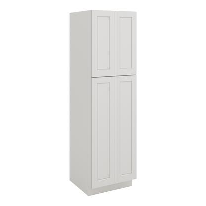 84" Tall Pantry ICE White Shaker 1-1/4" Overlay Cabinet Available 18", 24", 30"  & 36" Wide CWS/CWB