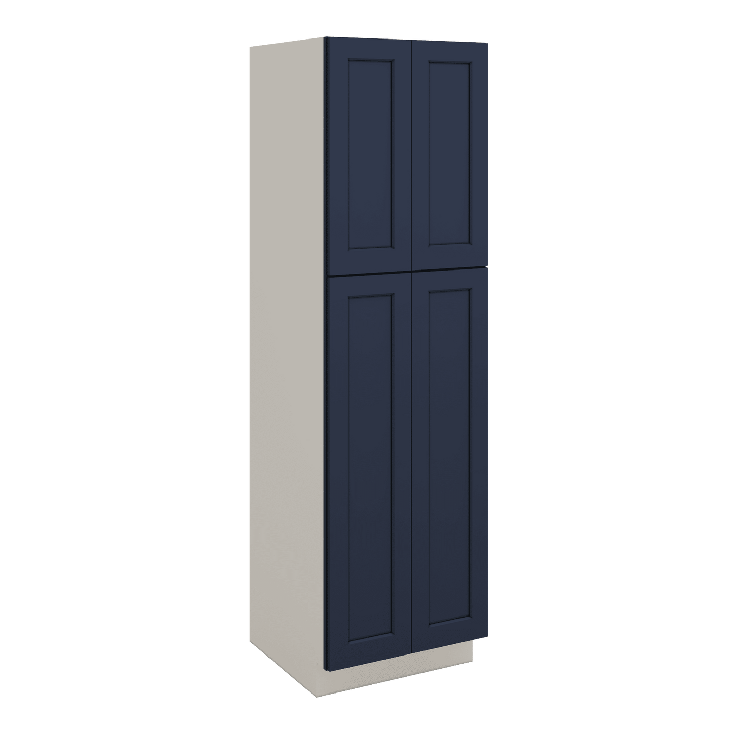 84" Tall Pantry 29NB Naval Blue Shaker 1-1/4" Overlay Cabinet Available 18", 24", 30"  & 36" Wide