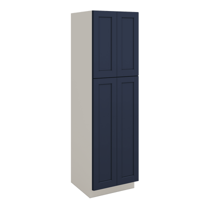 84" Tall Pantry 29NB Naval Blue Shaker 1-1/4" Overlay Cabinet Available 18", 24", 30"  & 36" Wide