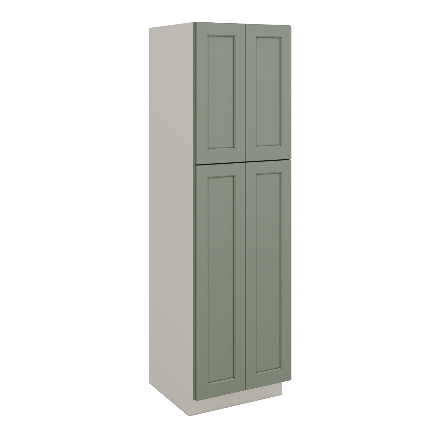 84" Tall Pantry Green Shaker 1-1/4" Overlay Cabinet Available 18", 24", 30"  & 36" Wide