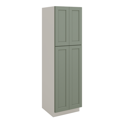 84" Tall Pantry Green Shaker 1-1/4" Overlay Cabinet Available 18", 24", 30"  & 36" Wide