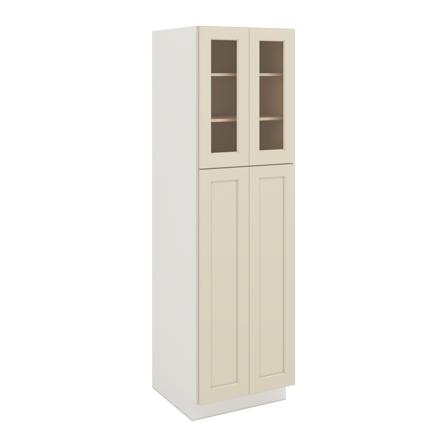 PC2484 Glass Ready Pantry Kitchen Cabinets Manhattan Cream