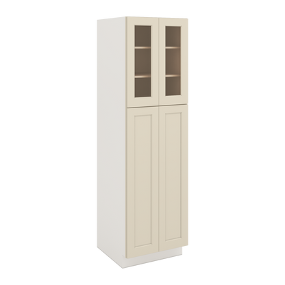 PC2484 Glass Ready Pantry Kitchen Cabinets Manhattan Cream
