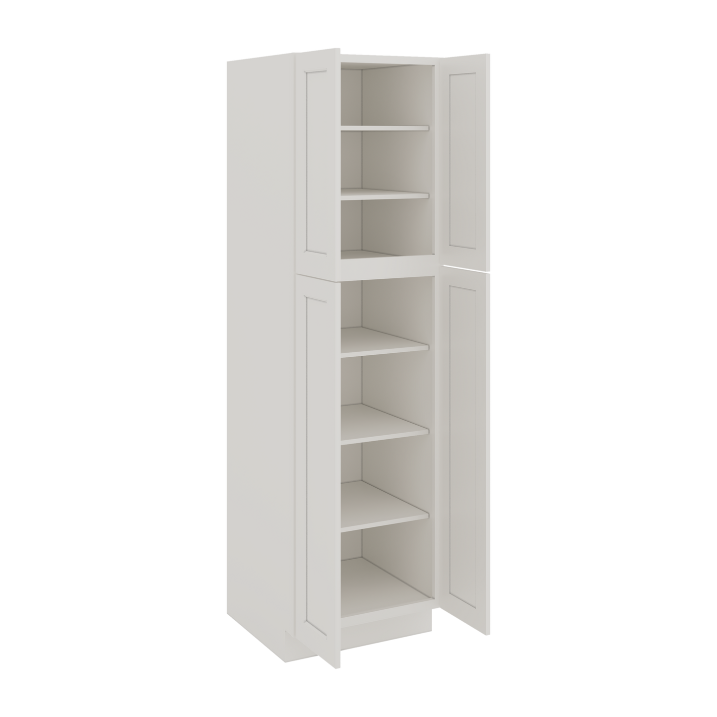 84" Tall Pantry ICE White Shaker 1-1/4" Overlay Cabinet Available 18", 24", 30"  & 36" Wide CWS/CWB