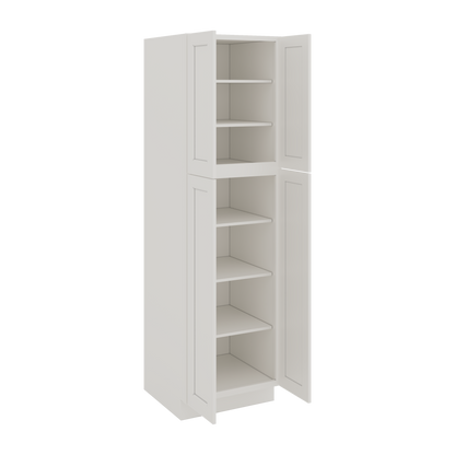 84" Tall Pantry ICE White Shaker 1-1/4" Overlay Cabinet Available 18", 24", 30"  & 36" Wide CWS/CWB