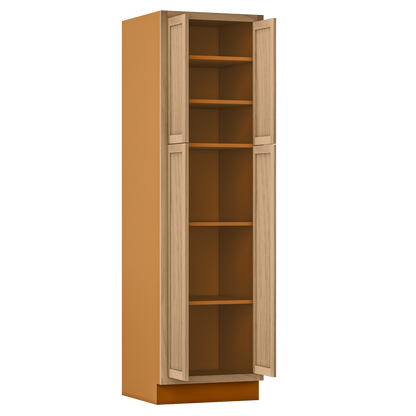 Pantry White Oak Inset Shaker Cabinet 84" Tall 18", 21", 24", 27", 30", 33" & 36" Wide