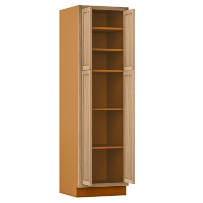 Pantry White Oak Inset Shaker Cabinet 84" Tall 24", 30" & 36" Wide
