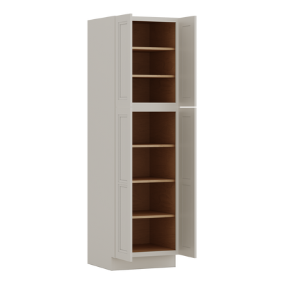 84" Tall Pantry 27LGDS Laguna Gray Double Shaker Cabinet Available 18", 24", 30"  & 36" Wide