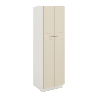 84" Tall Pantry Manhattan Cream Shaker 1-1/4" Overlay Cabinet Available 18", 24", 30"  & 36" Wide