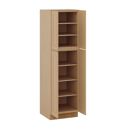 84" Tall Pantry 18", 24", 30" & 36" Wide Elegant Oak Craftsman Shaker 1-1/4" Overlay Cabinet