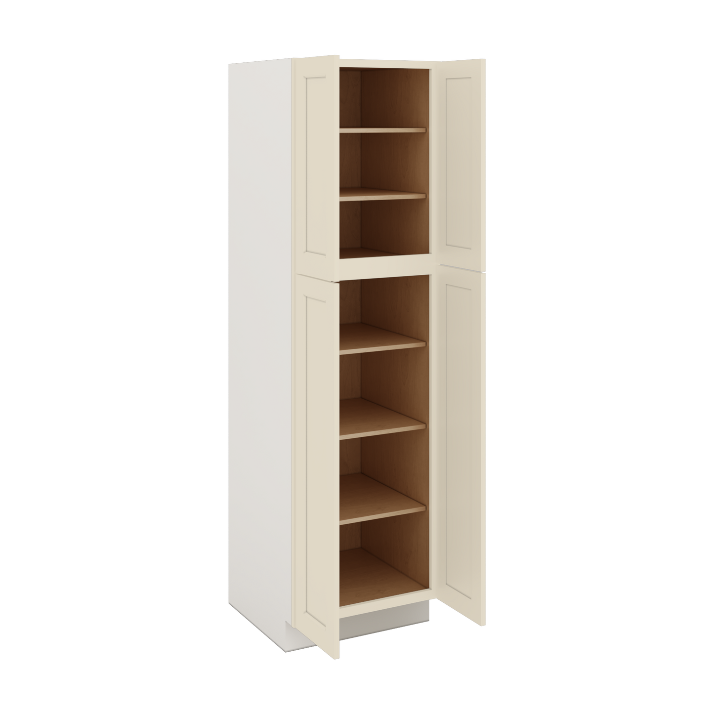 84" Tall Pantry Manhattan Cream Shaker 1-1/4" Overlay Cabinet Available 18", 24", 30"  & 36" Wide