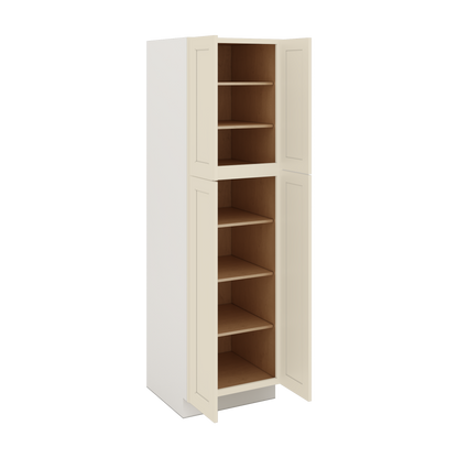 84" Tall Pantry Manhattan Cream Shaker 1-1/4" Overlay Cabinet Available 18", 24", 30"  & 36" Wide