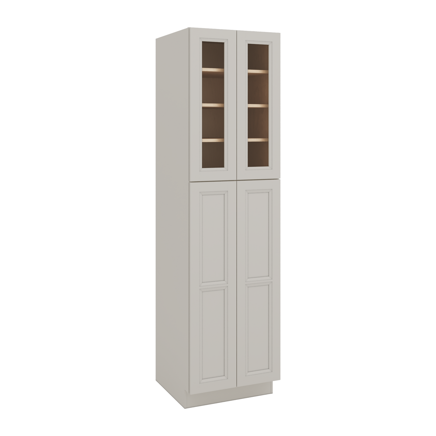 90" Tall Pantry 27LGDS Laguna Gray Double Shaker Glass Ready Cabinet 18", 24" & 30" Wide