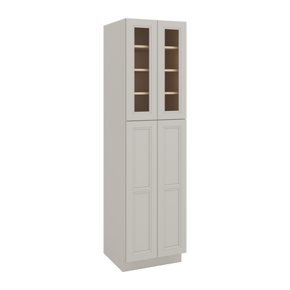90" Tall Pantry 27LGDS Laguna Gray Double Shaker Glass Ready Cabinet 18", 24" & 30" Wide