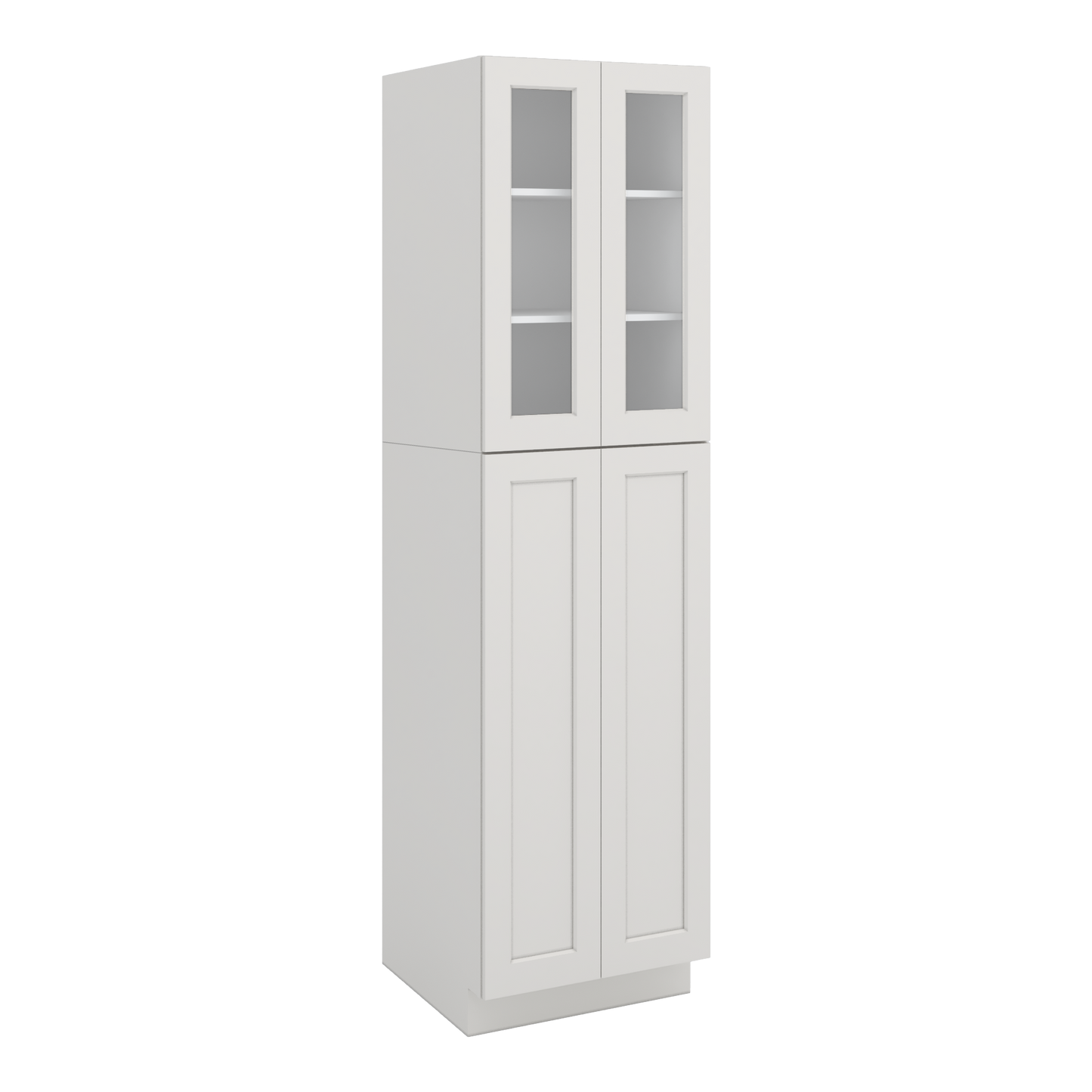 90" Tall Pantry 2WS White Shaker 1-1/4" Overlay Glass Ready Cabinet 18", 24" & 30" Wide