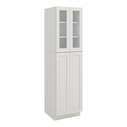 90" Tall Pantry 2WS White Shaker 1-1/4" Overlay Glass Ready Cabinet 18", 24" & 30" Wide