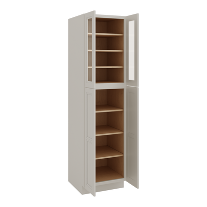 90" Tall Pantry 27LGDS Laguna Gray Double Shaker Glass Ready Cabinet 18", 24" & 30" Wide